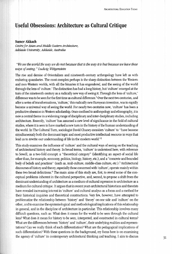 Samer Akkach - These essays compose a compendium of works presented at the 2002 colloquium "Architectural Education Today: Cross-Cultural Perspectives." The meeting was organized by Colloquia (Parc Scientifique à l'Ecole Polytechnique Fédérale de Lausanne, PSE-C, 1015 Lausanne, Switzerland) as the 8th Architecture &amp; Comportement/Architecture &amp; Behaviour Colloquium with support from IREC (Institute for Research on the Built Environment, Federal Institute of Technology Lausanne) and the Aga Khan Trust for Culture and Cantone Ticino.