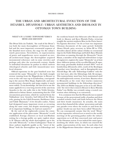 The Urban and Architectural Evolution of the Istanbul Divanyolu: Urban Aesthetics and Ideology in Ottoman Town Building