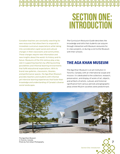 Aga Khan Museum - <div><p class="MsoNormal">Section One: Introduction gives a general introduction to
the Aga Khan Museum and ways to understand its core mission, vision, and
values, as well as a brief background on the significant&nbsp; cross-cultural exchanges that have always
characterized the history of the arts in Muslim civilizations.<o:p></o:p></p></div>