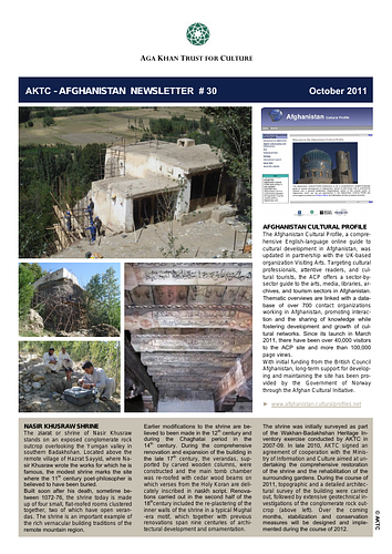 Bala Hissar - A regular newsletter describing the work and activities of the Aga Khan Historic Cities Programme in Afghanistan