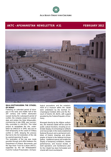 Qala Iktyaruddin - A regular newsletter describing the work and activities of the Aga Khan Historic Cities Programme in Afghanistan