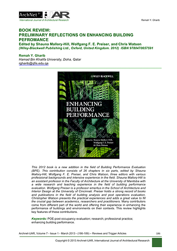 Book Review: Preliminary Reflections on Enhancing Building Performance
