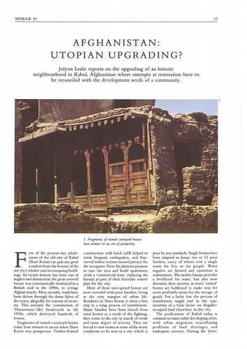Afghanistan: Utopian Upgrading