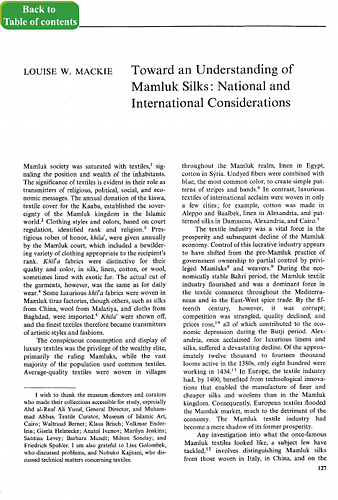 Toward an Understanding of Mamluk Silks: National and International Considerations