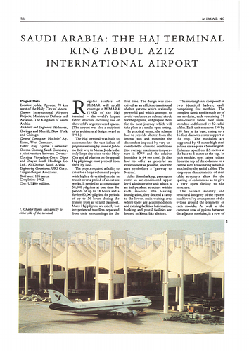 Hajj Terminal - An article in Mimar: Architecture in Development, an  international architecture magazine focusing on architecture in the developing world and related issues of concern.