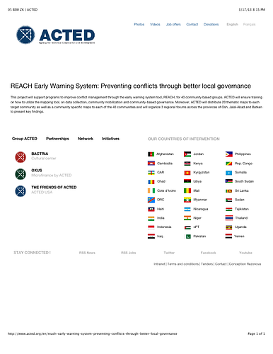 ACTED: REACH Early Warning System: Preventing conflicts through better local governance