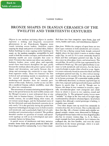 Bronze Shapes in Iranian Ceramics of the Twelfth and Thirteenth Centuries