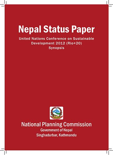 Nepal synopsis document prepared for the United Nations Conference on Sustainable Development 2012 (Rio+20). The conference was held with the goals of "a) Secure renewed global commitment for sustainable development, b) Assess the progress and gaps in the implementation of major summit commitments on sustainable development, and c) Address new and emerging challenges."