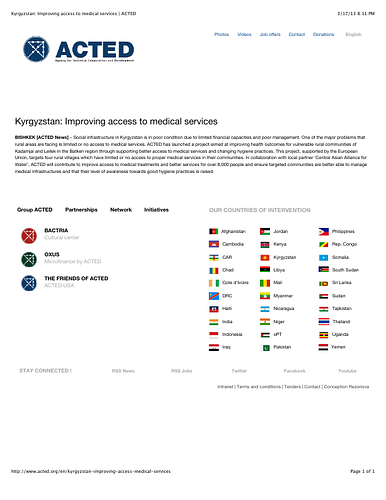 ACTED: Kyrgyzstan: Improving access to medical services
