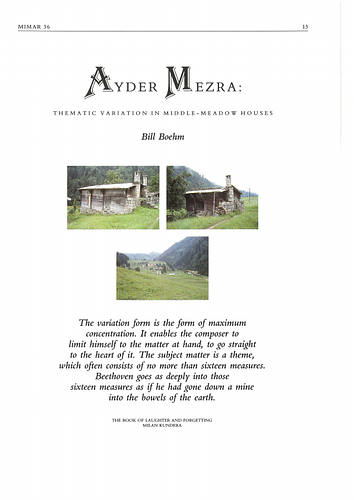 Ayder Mezra: Thematic Variation in Middle-Meadow Houses