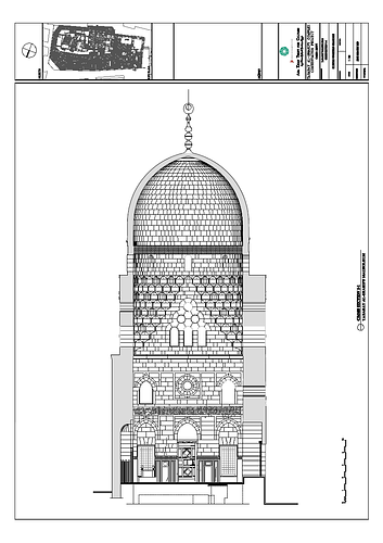 Tarabay al-Sherif Conservation: Cross-section 1-1, existing condition drawing