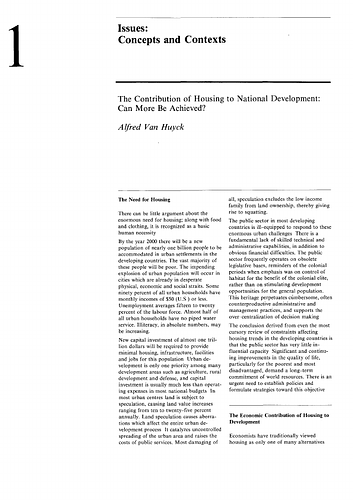 The Contribution of Housing to National Development
