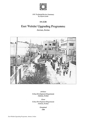 East Wahdat Upgrading Program - The On-site Review Report, formerly called the Technical Review, is a document prepared for the Aga Khan Award for Architecture by commissioned independent reviewers who report to the Master Jury about a specific shortlisted project. The reviewers are architectural professionals specialised in various disciplines, including housing, urban planning, landscape design, and restoration. Their task is to examine, on-site, the shortlisted projects to verify project data seek. The reviewers must consider a detailed set of criteria in their written reports, and must also respond to the specific concerns and questions prepared by the Master Jury for each project. This process is intensive and exhaustive making the Aga Khan Award process entirely unique.