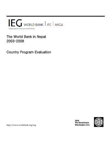 From the Foreward:<br/><br/>This report evaluates International Development Association (IDA) support to Nepal during 2003-2008. IDA’s overarching goal during this period was to support the Government’s efforts to reduce poverty and improve human well-being. IDA focused on helping to foster broad-based growth, social development, social inclusion, and good governance.