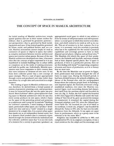 The Concept of Space in Mamluk Architecture