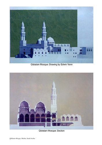 Qiblatain Mosque - Drawings submitted to the Aga Khan Award for Architecture by the architect of the project as part of the nomination shortlist process.