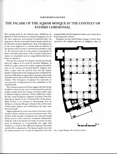 The Facade of the Aqmar Mosque in the Context of Fatimid Ceremonial