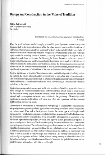 These essays compose a compendium of works presented at the 2002 colloquium "Architectural Education Today: Cross-Cultural Perspectives." The meeting was organized by Colloquia (Parc Scientifique à l'Ecole Polytechnique Fédérale de Lausanne, PSE-C, 1015 Lausanne, Switzerland) as the 8th Architecture & Comportement/Architecture & Behaviour Colloquium with support from IREC (Institute for Research on the Built Environment, Federal Institute of Technology Lausanne) and the Aga Khan Trust for Culture and Cantone Ticino.