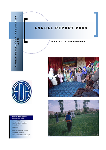 ADA: Afghanistan Development Association (ADA) Annual Report 2008