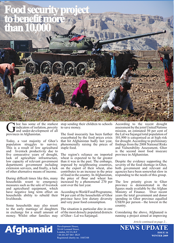 Afghanaid: News Update Issue 16 Winter 2009