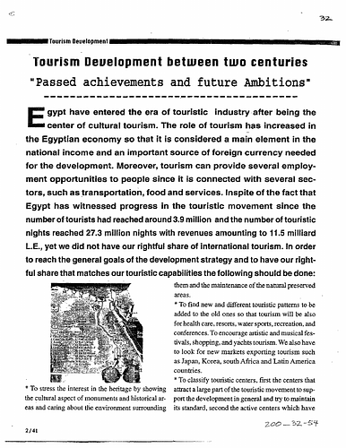 Tourism Development between Two Centuries: Past achievements and future ambitions