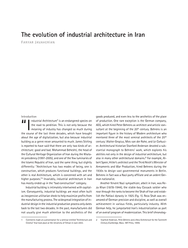 The Evolution of Industrial Architecture in Iran