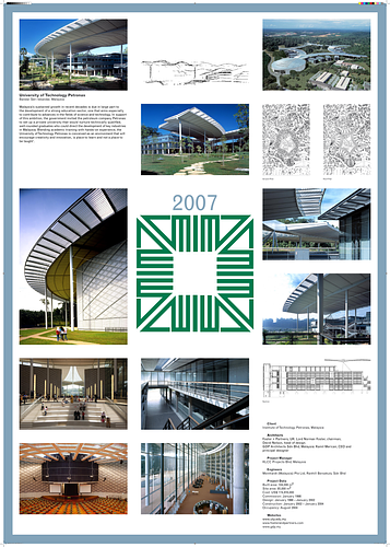 Petronas University of Technology - This graphic panel is one of a set created by the Aga Khan Award for Architecture to highlight aspects of each award-winning project from the Tenth Cycle.