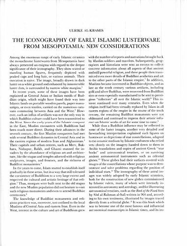 The Iconography of Early Islamic Lustreware from Mesopotamia: New Considerations