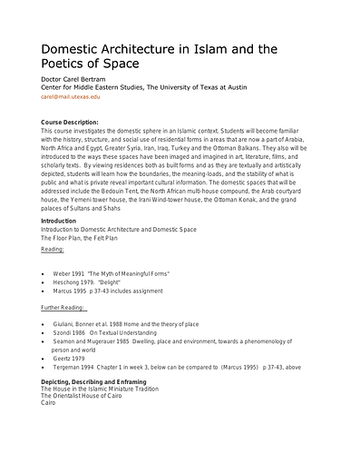 Domestic Architecture in Islam and the Poetics of Space