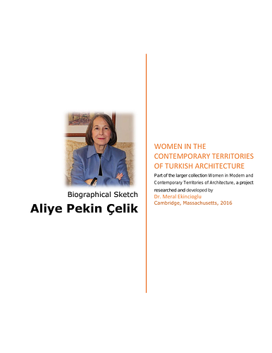 Aliye P.  Çelik - This document provides a biographical sketch of Aliye P.&nbsp;Çelik, a Turkish/American Scholar, diplomat, architect specializing in sustainable urbanization,&nbsp;human settlements and passive solar architecture.