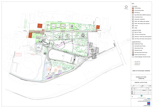 Khorog City Park - This drawing documents the work of the Historic Cities Programme in Tajikistan. The drawing is a CAD file converted to PDF.