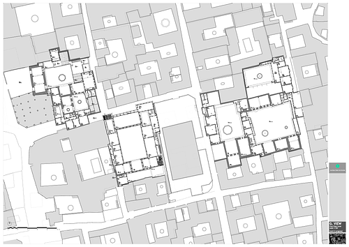 Beit Sibai Restoration: Plan, general view, first floor level, work in progress