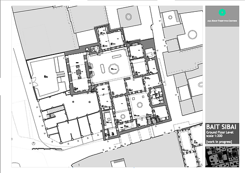 Beit Sibai Restoration: Plan, ground floor level, work in progress