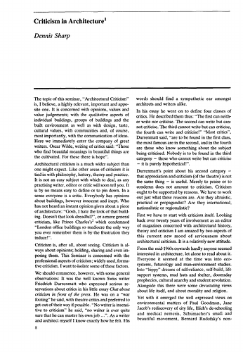 Essay in Criticism in Architecture, proceedings of the third in a series of regional seminars within the general title "Exploring Architecture in the Islamic World". This seminar was held in Malta in 1989.