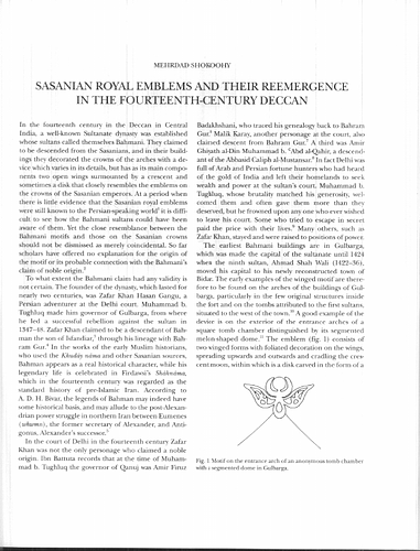Sassanian Royal Emblems and Their Reemergence in the Fourteenth-Century Deccan