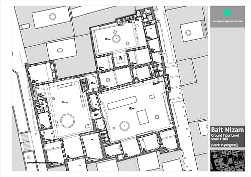 Beit Nizam Restoration: Plan, ground floor level, existing conditions
