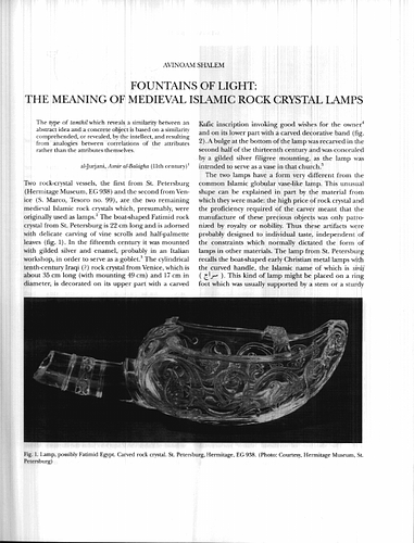 Fountains of Light: The Meaning of Medieval Islamic Rock Crystal Lamps