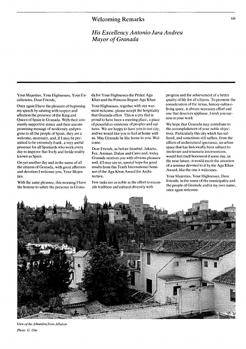 Opening remarksto Architecture Education in the Islamic World, proceedings of Seminar Ten in the series Architectural Transformations in the Islamic World.  Held in Granada, Spain, April 21-25, 1986.