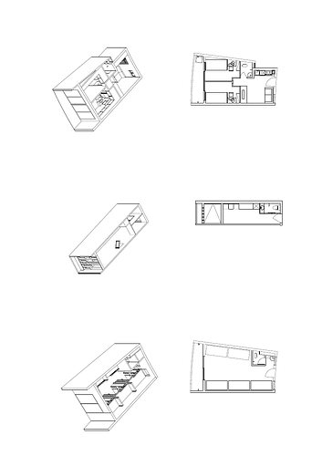 Plans and Axonometrics of Units, Tulou Collective Housing