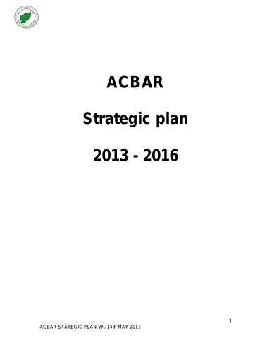 ACBAR: Strategic plan 2013-2016