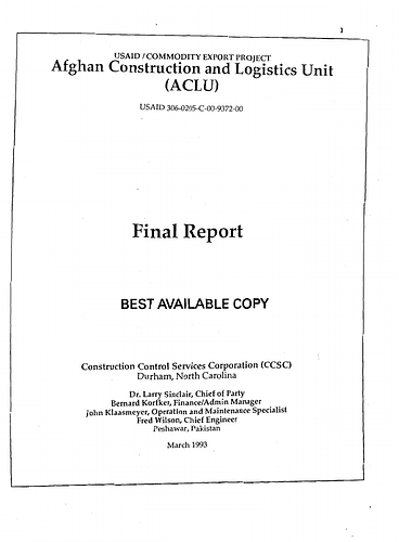 ACLU: USAID/Commodity Export Project Final Report