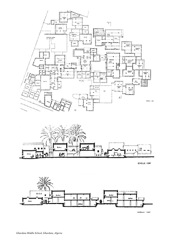 Ghardaia Middle School - Drawings submitted to the Aga Khan Award for Architecture by the architect of the project as part of the nomination shortlist process.