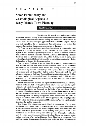 Some Evolutionary and Cosmological Aspects to Early Islamic Town Planning