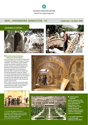 Pakhta Furushi Madrasa Restoration - A regular newsletter describing the work and activities of the Aga Khan Historic Cities Programme in Afghanistan