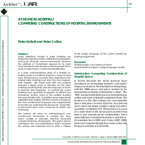 At Home in Hospital? Competing Constructions of Hospital Environments