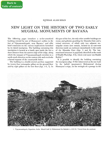 New Light on the History of Two Early Mughal Monuments of Bayana