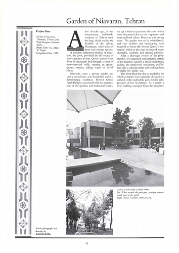 Garden of Niavaran - An article in Mimar: Architecture in Development, an  international architecture magazine focusing on architecture in the developing world and related issues of concern.
