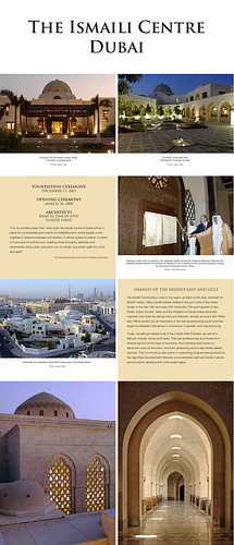 The Ismaili Centre, Dubai - Graphic panels featuring the architecture of the Ismaili Centre, Dubai.