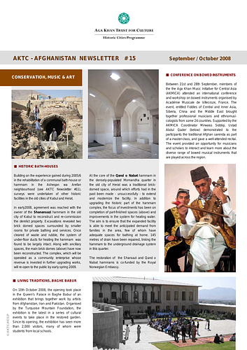 AKTC - Afghanistan Newsletter 15 (September/October 2008)