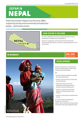 <div><div>Two page brochure describing the work of Oxfam in Nepal.</div></div>
